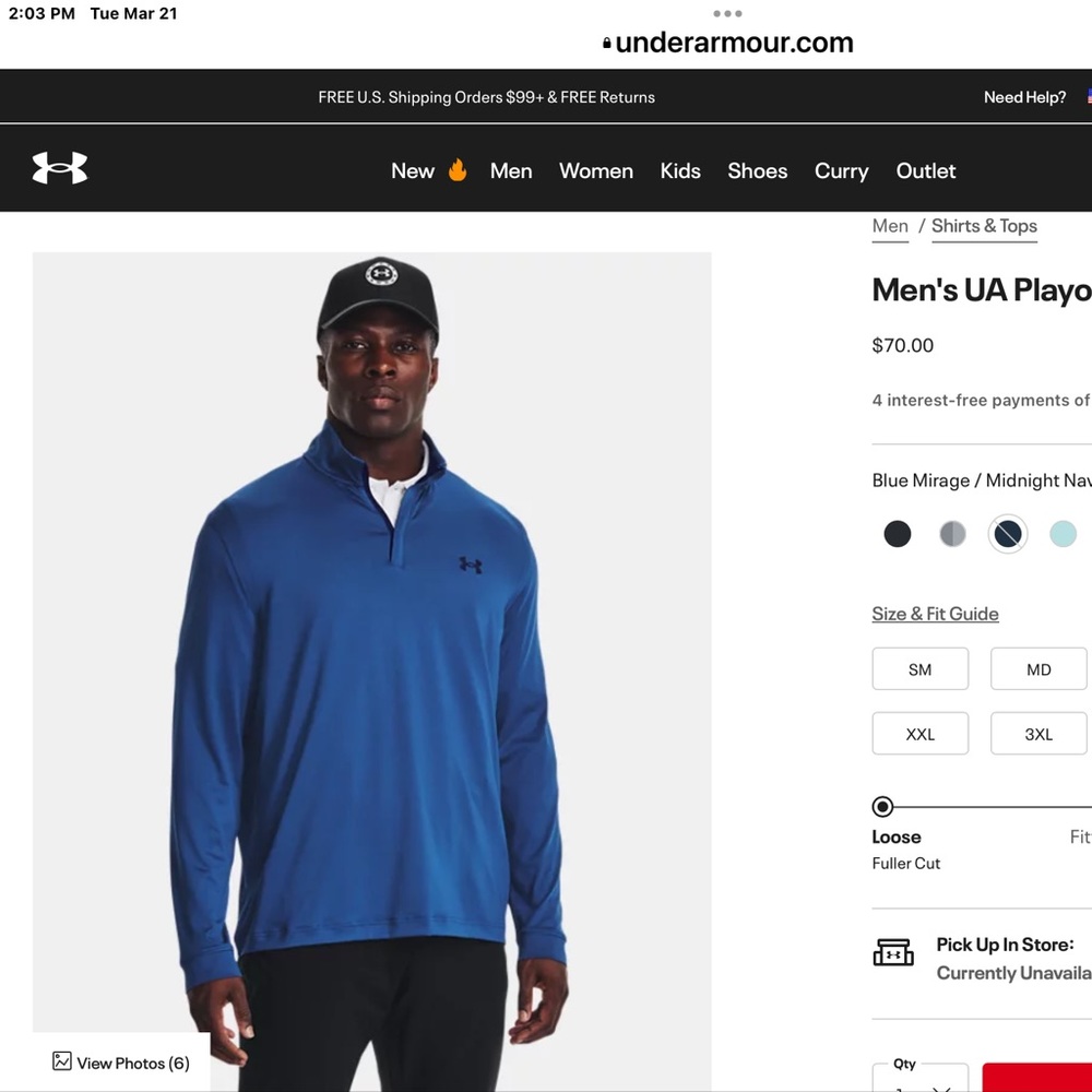 Under Armour men’s 1/4 zip pullover